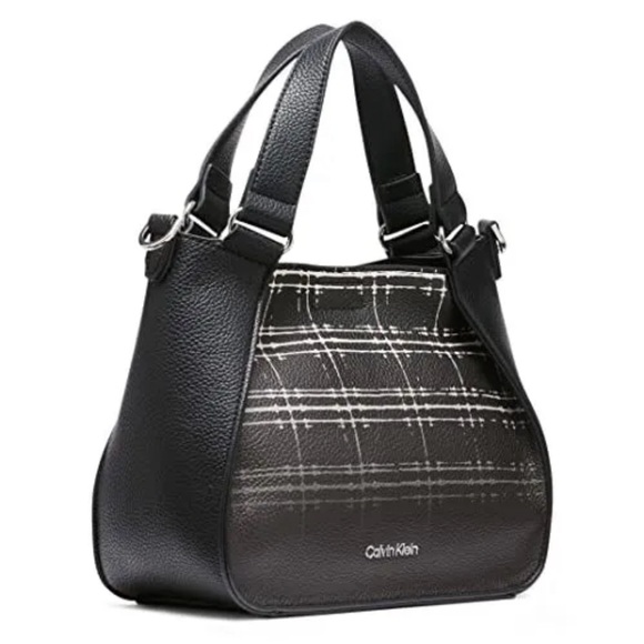 Calvin Klein Estelle Novelty Crossbody Black/White Plaid - Picture 2 of 14
